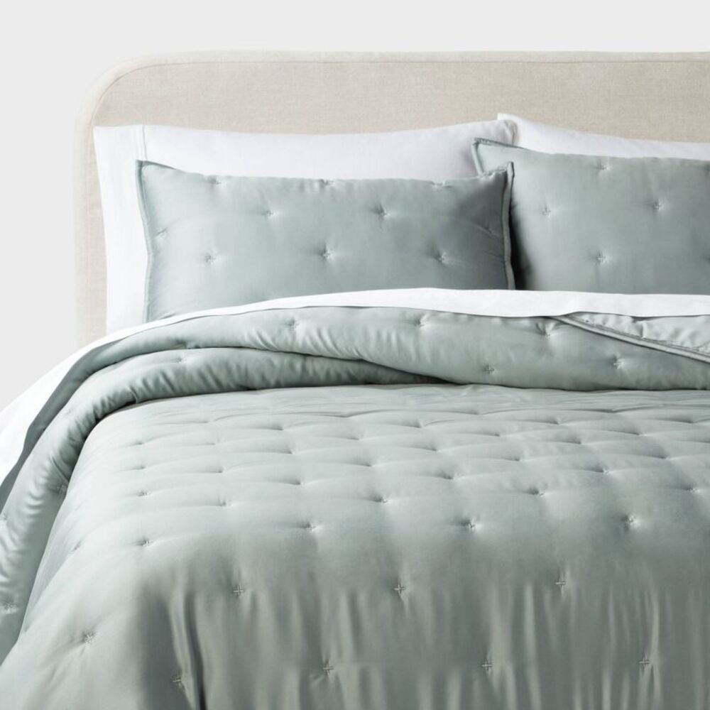 3pc Full/Queen TENCEL Comforter and Sham Set Light Teal Green - Threshold
